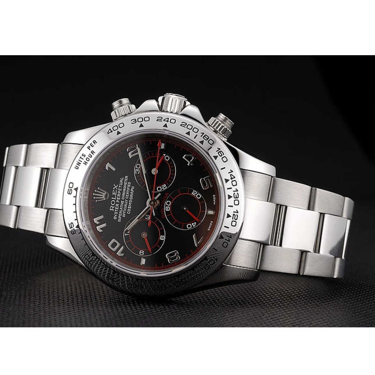 Aaa replica watch Swiss Dial Stainless Steel Rolex Black Bracelet Daytona 80296 0630